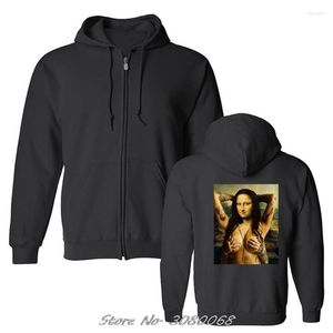 T-shirts pour hommes Tattoo Mona Hoodies Black Lisa Louvre Kust Gemalde Da Vinci Portrait Fun Croatie Cuir Hooded Men Zipper Fleece Sweatshirts