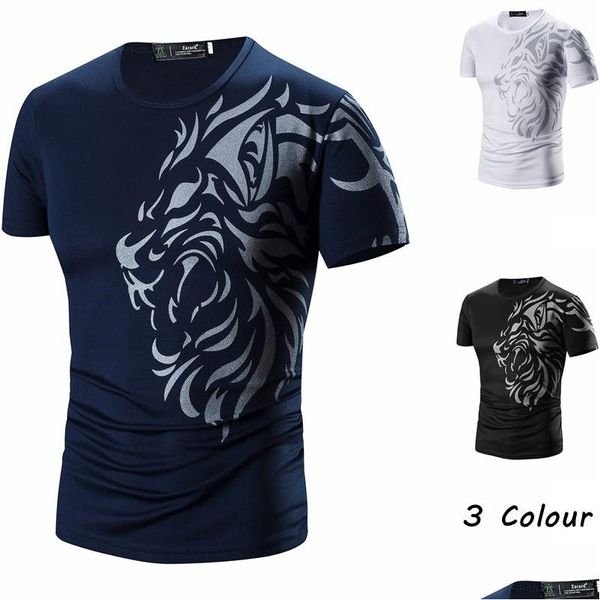 Hommes T-shirts Tatouage Imprimé Manches Courtes Col Ras Du Cou Hommes T-shirts D'été Décontracté Vêtements Quotidien Vêtements Noir Blanc Marine Drop Delivery Dh9Tj