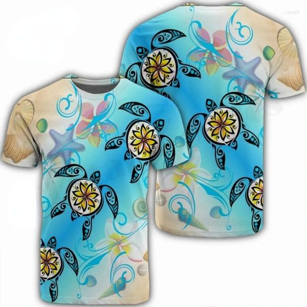 Camisetas para hombre Tatuaje Hawaiano 3D Camisetas Hombres Mujeres Tortuga Casual Camisas De Talla Grande Camiseta Ropa camisa gráfica