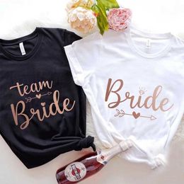 Camisetas masculinas Team Bride Bridesmaid Camiseta Blanca Black Tops Bridal Wedding Engagement Amigos Bachelorette Hen Party TS EVJF THISH T240506