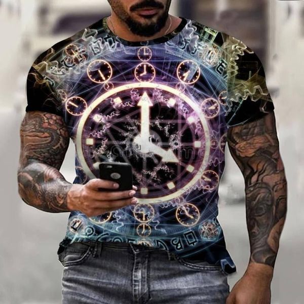 Camisetas para hombres Movimiento de reloj mecánico técnico Verano Impresión 3D O Collar Camisas para hombres Tops de manga corta de gran tamaño Moda para hombres T-Shi