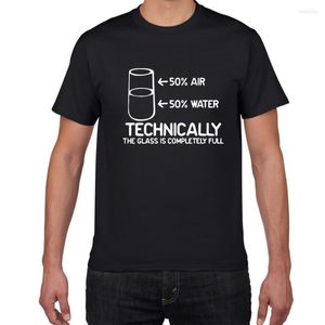 T-shirts pour hommes Techniquement le verre est complètement complet SCIENCE Sarcasme Chemise drôle Hommes Coton Graphique Nouveauté Humour Été T-shirt Tissu