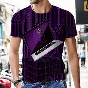 Camisetas para hombre, camiseta con patrón de aplicación de ordenador móvil de tecnología, camiseta estampada para hombre, camisetas divertidas de Harajuku, camiseta TopMen's