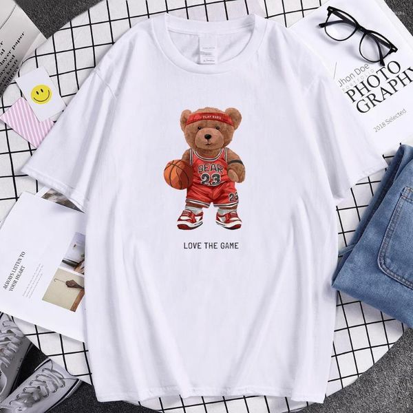 T-shirts pour hommes ours en peluche 23 amour le jeu de basket-ball imprime marque polyvalente hommes t-shirts haut en coton doux Cool t-shirt homme