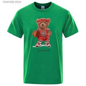 T-shirts voor heren Teddybeer 23 Love The Game Play Basketbal T-shirt Mannen Zacht ademend T-shirt Losse zomershirts Casual kleding Katoenen T-shirts T240202