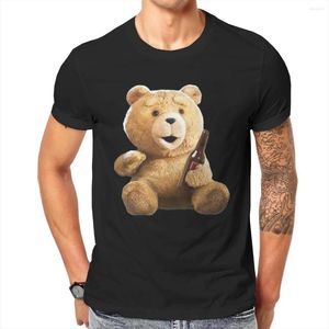 Hommes T-shirts Teddy Bear Ted Shirt Pour Hommes Pur Coton Nouveauté T-Shirt Ras Du Cou Dessin Animé Boisson Bière Tee À Manches Courtes Vêtements Plus La Taille