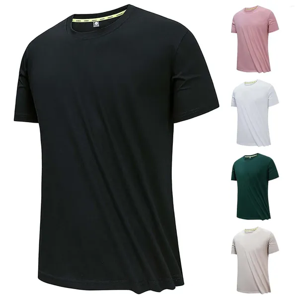 Camisetas para hombres Camiseta para hombres Llanura a granel Cubierta de algodón en blanco Camisa de poliéster Panel de cuello redondo transpirable Moda