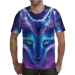 T-shirts pour hommes Tee-shirt Hommes Wolf King Blue Graphic T-shirt surdimensionné pour personnalisé Boy Top Casual Vêtements Summer Short S2971