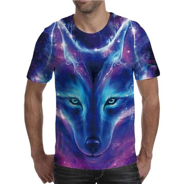 T-shirts pour hommes Tee-shirt Hommes Wolf King Blue Graphic T-shirt surdimensionné pour personnalisé Boy Top Casual Vêtements Summer Short S2971