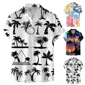 Heren t shirts tee shirt top viscose heren mode casual Hawaiiaanse stijl 3D digitale gedrukte knop revers korte mouw