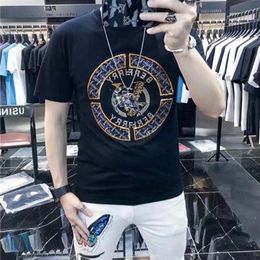 Camisetas para hombres Tees Polos Productos europeos Diamond Mercerized Cotton Camiseta de manga corta Tide Brand Trend Su254W