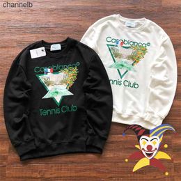 T-shirts voor heren tennisclub Casablanca Sweatshirts Men Dames van topkwaliteit Terry Crewneck Casa Hoodie HKD230817