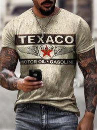 T-shirts voor heren Texaco 3D digitale printen met korte mouwen T-shirt heren 2022 Zomer retro industriële wind los ademende oversized O-NEC