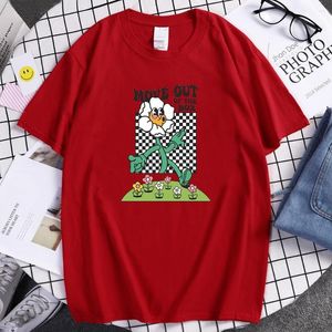 Heren T-shirts The Dancing Flower Move Out Of Box Print Shirt Veelzijdig Merk Heren Tshirt Losse Katoenen Tops Casual Straat Man