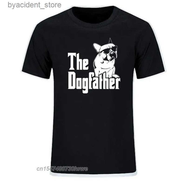 T-shirts pour hommes Le Dogfather Dog Dad Bouledogue Français T-shirts drôles Hommes Coton Harajuku Vintage Tops Tees Tops EU Taille L240304
