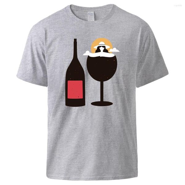 T-shirts pour hommes The Frequent Hair Girl In Wine Glass Homme à manches courtes T-shirt rétro surdimensionné T-shirt en coton Tide Tops All Match T-shirt créatif