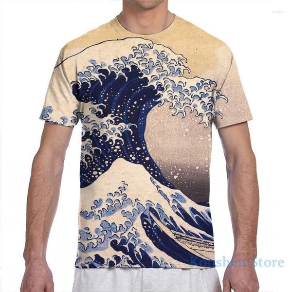 T-shirts pour hommes The Great Off Kanagawa par Katsushika Hokusai (c 1830-1833) T-shirt pour hommes femmes partout imprimé fille chemise t-shirts pour garçons