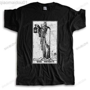 Camisetas para hombres La camiseta de la tarjeta del tarot ermitaño Major Arcana Fortune que dice camisetas ocultas para hombres 100% Camas de algodón Tops de manga corta Merch L230707