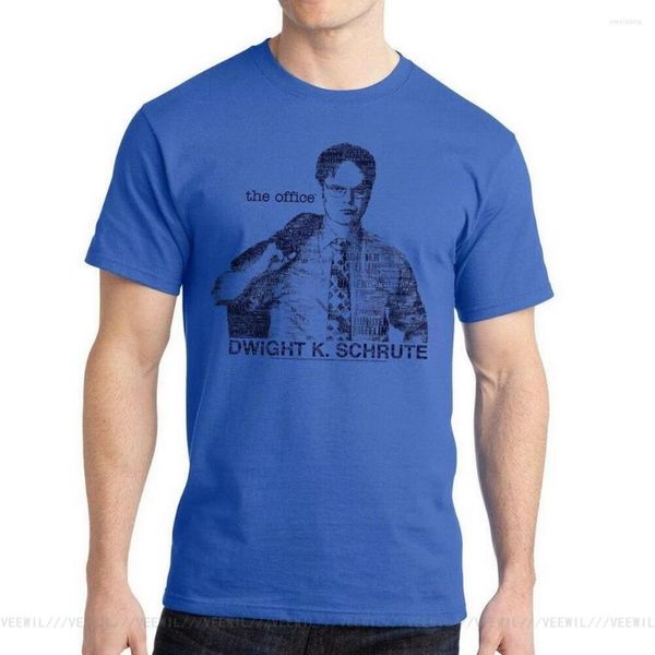 Camisetas para hombre The Office Dwight K Schrute, Camiseta estampada azul real, Camiseta de algodón, ropa de calle informal