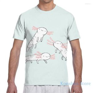 Camisetas para hombre, camiseta de tres pequeños Axolotls para hombre, camiseta para mujer con estampado completo, camiseta a la moda para chica, camisetas para niño, camisetas de manga corta