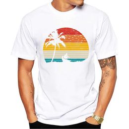 Heren t-shirts Thub Beach Surf Design Men T-shirt Retro Surfing Gedrukt T Shirts Short Slve Vintage Surfer T-shirts Harajuku T Y240509