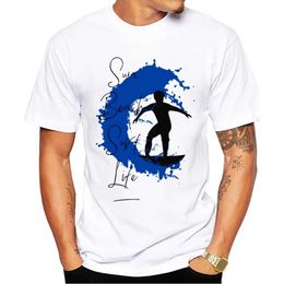 T-shirts voor heren THUB Casual TS Hipster Wace Surfer Men T-shirts Boy Sun Beach Surf Print Short Slve T-Shirt Sport Tops Y240509