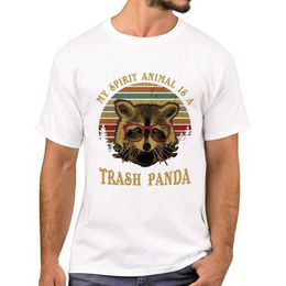 T-shirts voor heren THUB Grappig My Spirit Animal Is A Trash Panda Men T-Shirt Live Fast Eat Trash Gedrukt T Shirts Korte Slve T-shirts Cool T Y240509