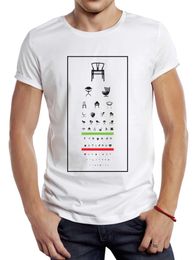 T-shirts masculins Thub Men Men Vintage Snellen Eye Chart imprimé T-shirt Strtwear Retro Mid Century Chairs Tops Hipster T Y240509