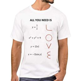 T-shirts masculins Thub Nouveau arrivée All You Nd est mathématiques FORMES MEN FOLM LOVE T-shirt imprimé court Sve t Hipster Cool Design Tops Y240509