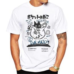 T-shirts masculins thub nouveau style japon anime t-shirt japonais kanji drôle chat imprimé t-shirts court tshirts slve harajuku t y240509