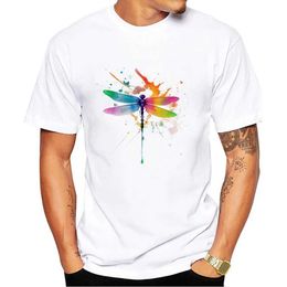 T-shirts masculins Thub New Style T-shirt Men T-shirt Dragonfly Rainbow imprimé T-shirts Short Slve Tshirts HARAJUKU T Y240509