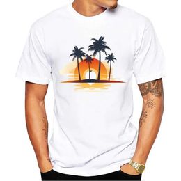 T-shirts masculins thub nouveau style vintage hommes t-shirt plage coucher du soleil t-shirts courts tshirts slve harajuku t y240509