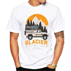 T-shirts masculins Thub Vintage Glacier National Park Trip Trip Men T-shirt Retri Camping imprimé Harajuku t Shirts Short Slve Tshirts Cool T Y240509