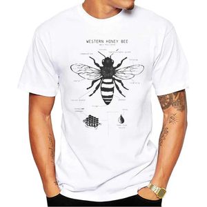 T-shirts masculins Thub Vintage Honey B Anatomy Print Mens T-shirt O-Neck Short Slve Whale mâle Tops décontractés