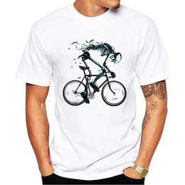 T-shirts masculins Thub Vintage Mountain Bicycle drôle Skull Biking TS T-shirts Skeleton Riding Bike Imprime
