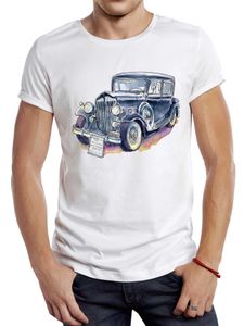 T-shirts masculins Thub vintage vieille voiture imprimée hommes T-shirt graphique Tissu de sport rétro classique bus tops décontractés hipster t y240509