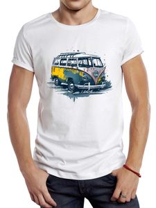 T-shirts masculins thub vintage peint bus hommes t-shirt graphique de camping bus sport rétro de voiture classique tops hipster t y240509