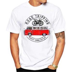 T-shirts masculins Thub Vintage Road Tripping TS Men T-shirts Mountain Bike Imprimé court Slve T-shirt Bicycle Sport Tops Y240509
