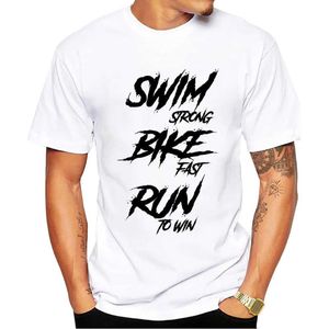 Camisetas para hombres Thub Vintage Swim Strong Funny Funny Ts Bike Fast Men Camisetas Boy Run para ganar estampado Short Short Slve Sport Tops Y240509