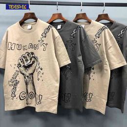 T-shirts voor heren Tiddesec Kaus Ukuran Besar Pria Kaus Lengan Pendek Gambar Rantai Pegangan Grafiti Musim Panas 2022 Kaus Atasan Pria Wanita Harajuku Katun T220909