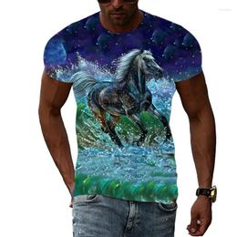 Camisetas para hombres Tide Tide Fashion Fashion Horse Camisetas Camisetas de estampado casual Personalidad Hop Hop Cuello redondo Copas de manga corta
