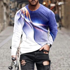 Camisetas para hombre Tie-dye 3D Camisetas de moda para hombre Ropa holgada de manga larga Camisetas de gran tamaño para hombre Estampado degradado Street Hip Hop Camiseta de gran tamaño 6XL