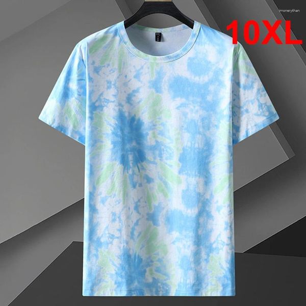Camisetas masculinas camiseta teñida para hombres verano fresco talla grande 10xl moda casual de manga corta camiseta tope tops tops macho