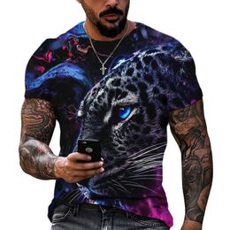 T-shirts pour hommes Tiger Fighting Animal Beast Fierce Lion imprimé léopard 3D T-shirt à manches courtes Tops T-shirts surdimensionnés Chemise Hommes Design Vêtements 230419