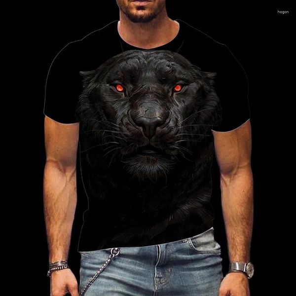 Camisetas para hombre Patrón de tigre Camiseta gráfica feroz Verano Casual Manga corta Moda Venta Top Street Ropa de talla grande Camisa gráfica