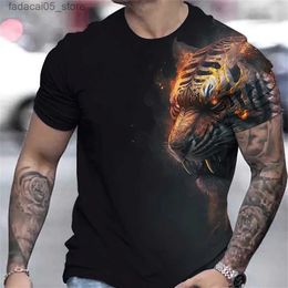 Camisetas para hombres Tiger estampado 3d animal camisa para hombre verano 6xl manga corta top de camiseta Q240425