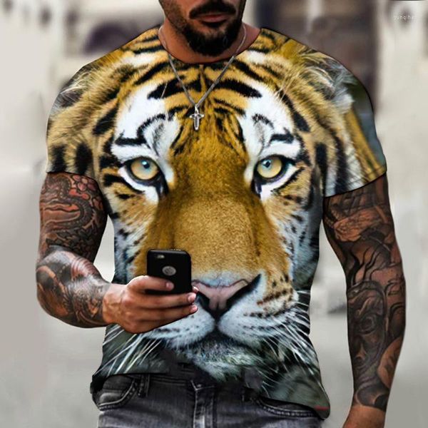 Camisetas para hombre, camiseta Vintage con estampado de tigre, camiseta de manga corta de secado rápido transpirable de verano para hombre, ropa informal de gran tamaño para hombre