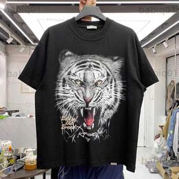 T-shirts voor heren Tiger Jaar Limited Tiger Head Print Losse Amerikaanse stijl Retro korte mouw T-shirt T230321