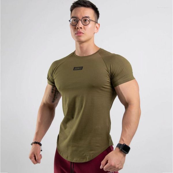 T-shirts pour hommes T-shirt moulant en coton à manches courtes pour hommes