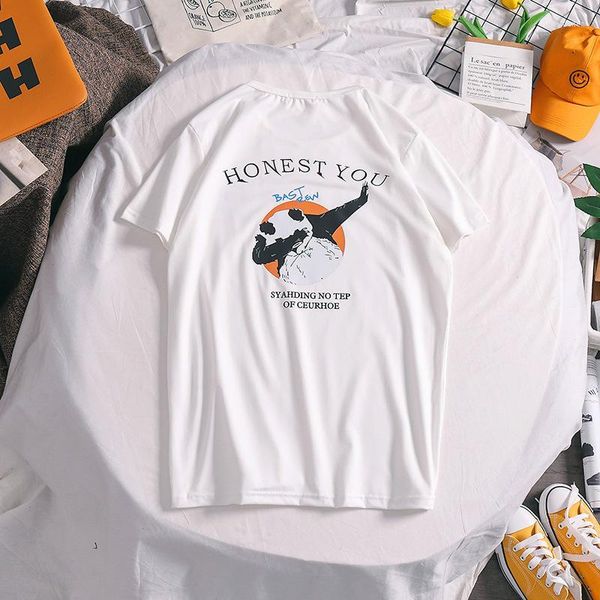 T-shirts pour hommes Tiktak Celebrity à manches courtes et femmes Summer Summer Hong Kong Style Brand Couple Crew Crew Neck
